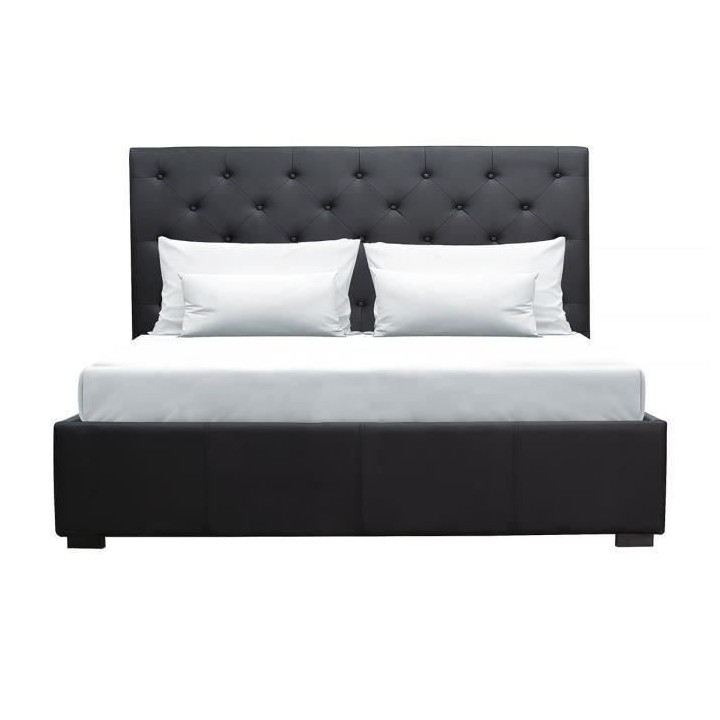 MILES Lit coffre adulte contemporain 160 x 200 cm Tete de lit capitonn