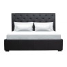 MILES Lit coffre adulte contemporain 160 x 200 cm Tete de lit capitonnée- Simili noir - Sommier inclus