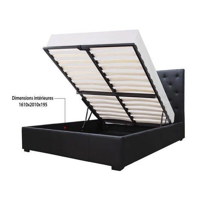 MILES Lit coffre adulte contemporain 160 x 200 cm Tete de lit capitonn