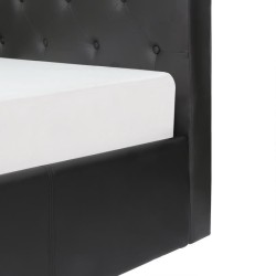 MILES Lit coffre adulte contemporain 160 x 200 cm Tete de lit capitonnée- Simili noir - Sommier inclus