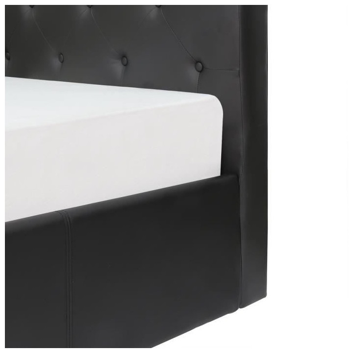 MILES Lit coffre adulte contemporain 160 x 200 cm Tete de lit capitonn