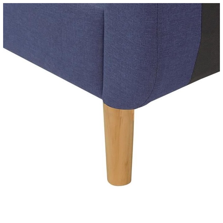 Lit adulte OSCAR - 140 x 190 cm - Tissu - Imitation lin bleu - Sommier