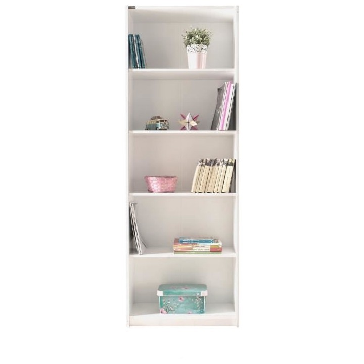 Bibliotheque avec étageres - 4 tablettes - blanc - L 58xP 23xH 170 cm