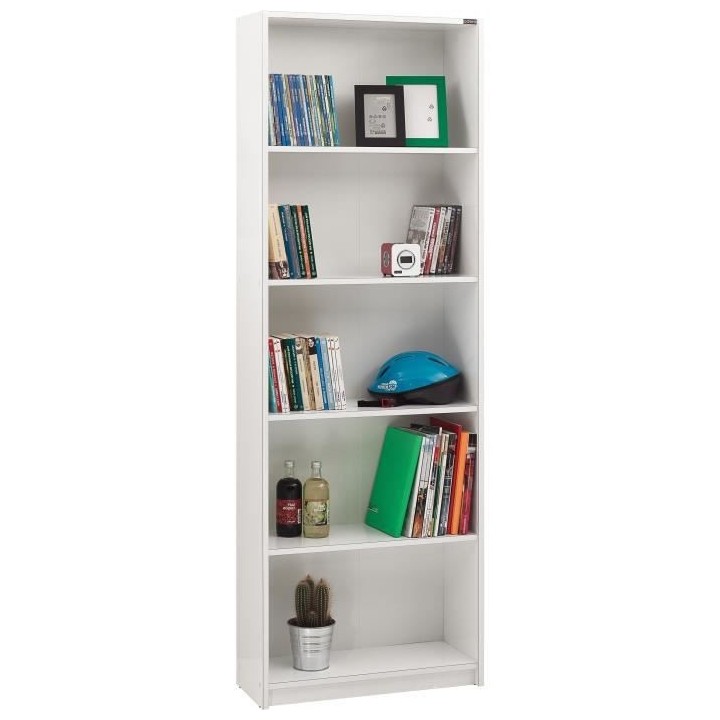 Bibliotheque avec étageres - 4 tablettes - blanc - L 58xP 23xH 170 cm