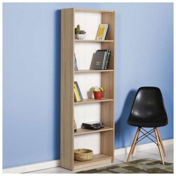 Bibliotheque avec étageres - 4 tablettes - chene - L 58xP 23xH 170 cm