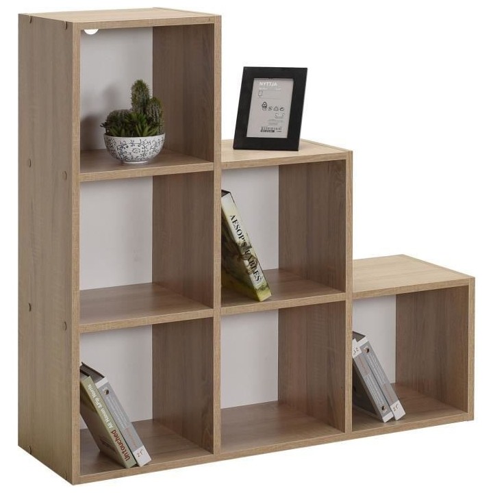 Meuble de rangement MIXCLUB 6 cases escalier- Décor chene - L 91x P 3