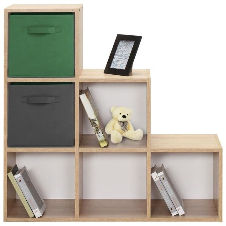 Meuble de rangement MIXCLUB 6 cases escalier- Décor chene - L 91x P 3