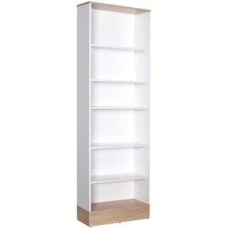 Bibliotheque 5 étageres - Style scandinave - Décor blanc et chene cl