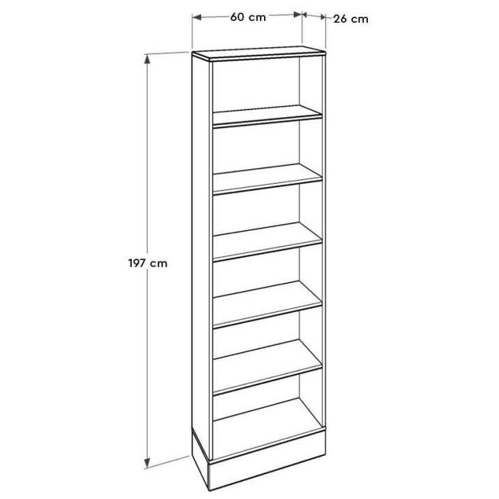 Bibliotheque 5 étageres - Style scandinave - Décor blanc et chene cl