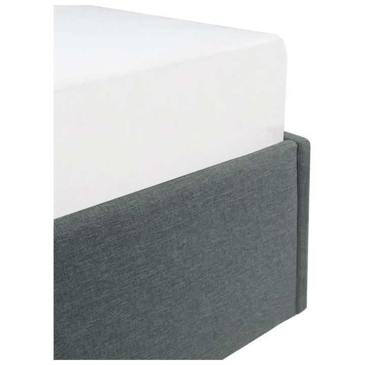 Lit coffre adulte SOLAR - Couchage 140x190 cm - Gris - Sommier a latte