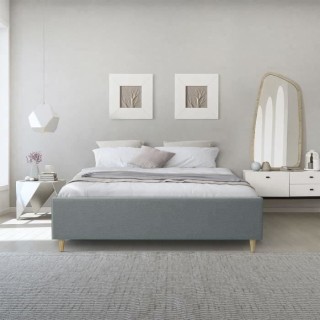 Lit coffre adulte SOLAR - Couchage 160x200 cm - Gris - Sommier a latte