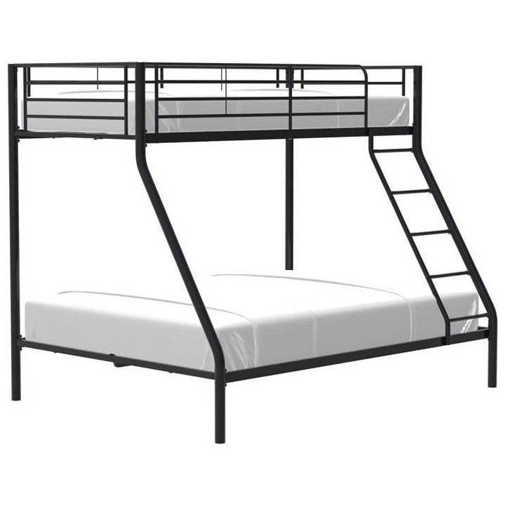 Lits superposés en métal - Noir - Sommiers inclus - 90/140 x 190 cm