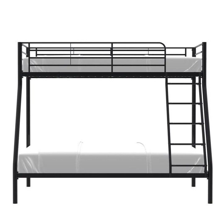 Lits superposés en métal - Noir - Sommiers inclus - 90/140 x 190 cm
