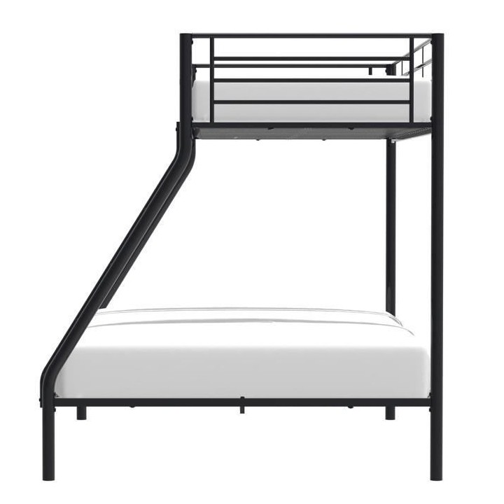 Lits superposés en métal - Noir - Sommiers inclus - 90/140 x 190 cm