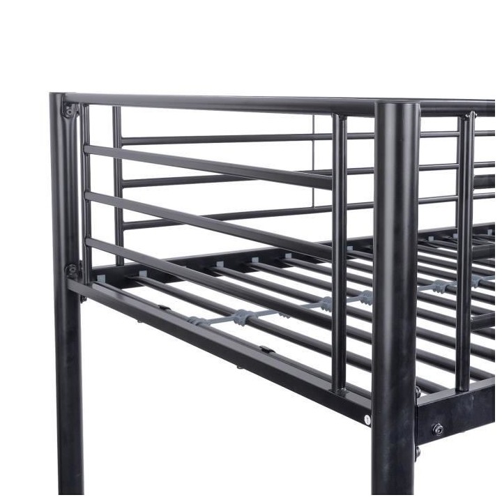Lits superposés en métal - Noir - Sommiers inclus - 90/140 x 190 cm