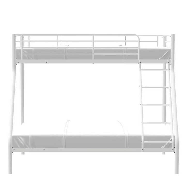 BRUCE Lits superposés - 90/140 x 190 cm - Blanc - En métal - Sommier