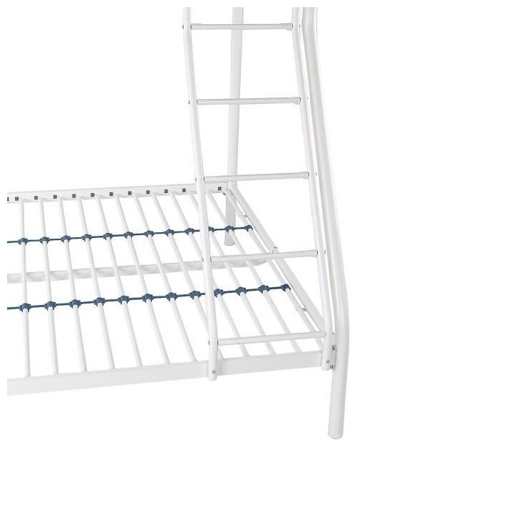 BRUCE Lits superposés - 90/140 x 190 cm - Blanc - En métal - Sommier