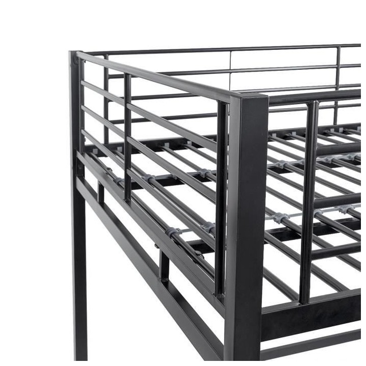 Lit mezzanine avec bureau en métal époxy - Noir - Sommier inclus - 1