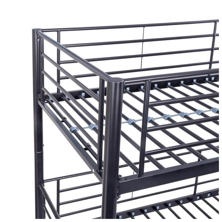 Lits superposés en métal - Noir - Sommiers inclus - 3x90x190 cm - TR