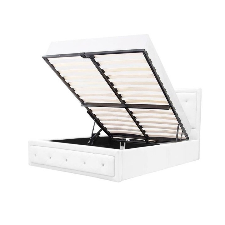 VIRGINIA Lit coffre adulte capitonné avec strass 160x200 cm - Simili