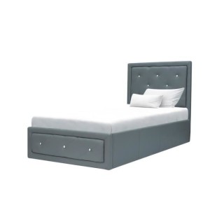 VIRGINIA Lit coffre enfant - 90 x 190 cm - Simili gris - Sommier inclu