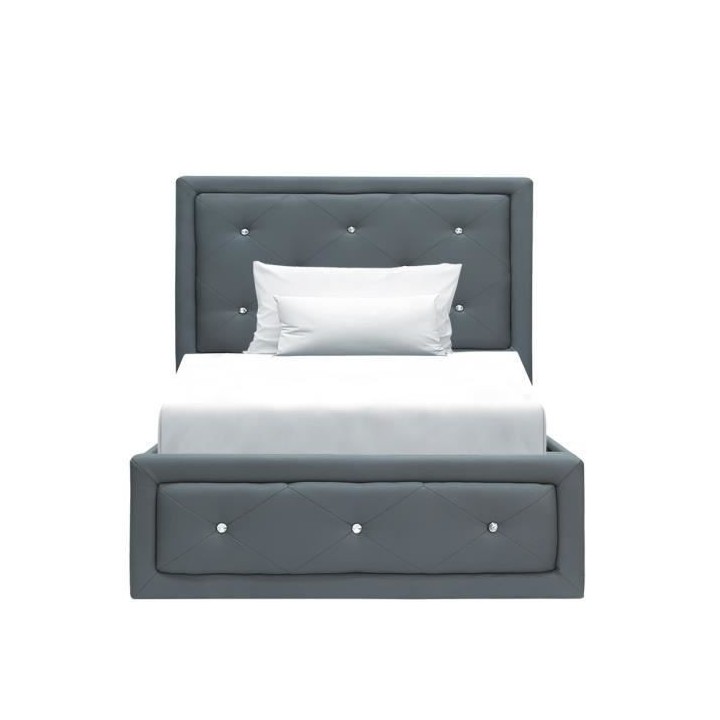 VIRGINIA Lit coffre enfant - 90 x 190 cm - Simili gris - Sommier inclu