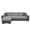 Canapé d'angle convertible réversible KYLIAN - Tétieres + coffre de rangement - Simili et tissu Gris - L 255 x P 158 x H 88 c