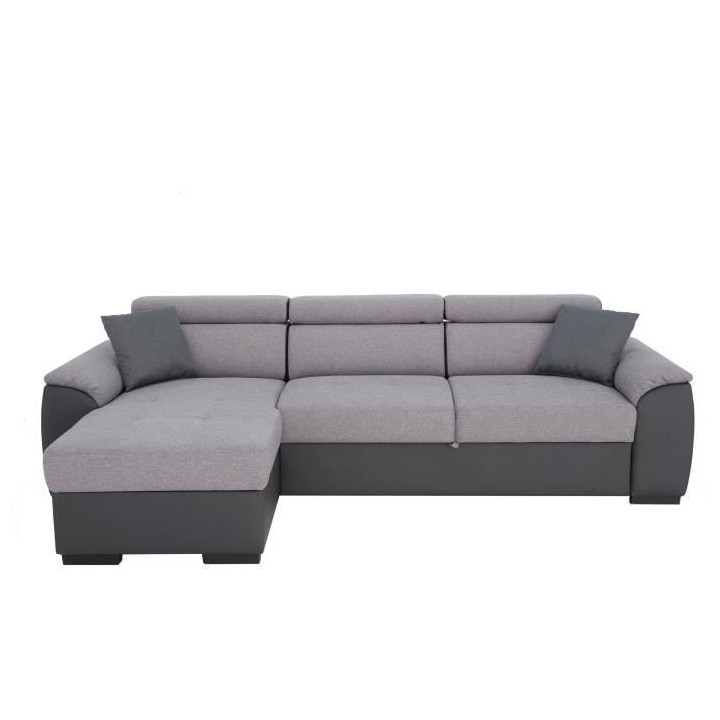 Canapé d'angle convertible réversible KYLIAN - Tétieres + coffre de