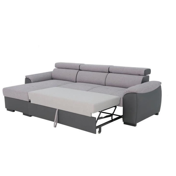 Canapé d'angle convertible réversible KYLIAN - Tétieres + coffre de