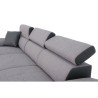 Canapé d'angle convertible réversible KYLIAN - Tétieres + coffre de rangement - Simili et tissu Gris - L 255 x P 158 x H 88 c