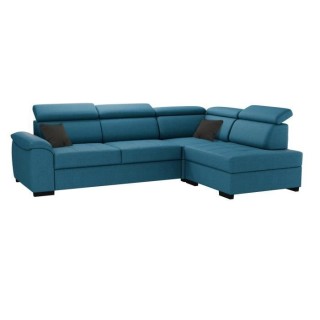 Canapé d'angle réversible panoramique 4 places KYLIAN - Tissu bleu -