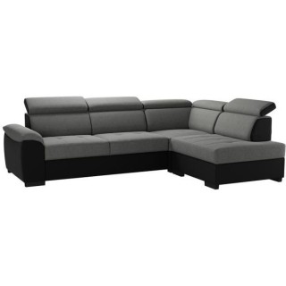 Canapé angle réversible panoramique 4 places KYLIAN - Tissu gris et
