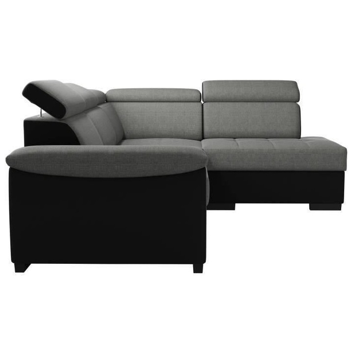 Canapé angle réversible panoramique 4 places KYLIAN - Tissu gris et