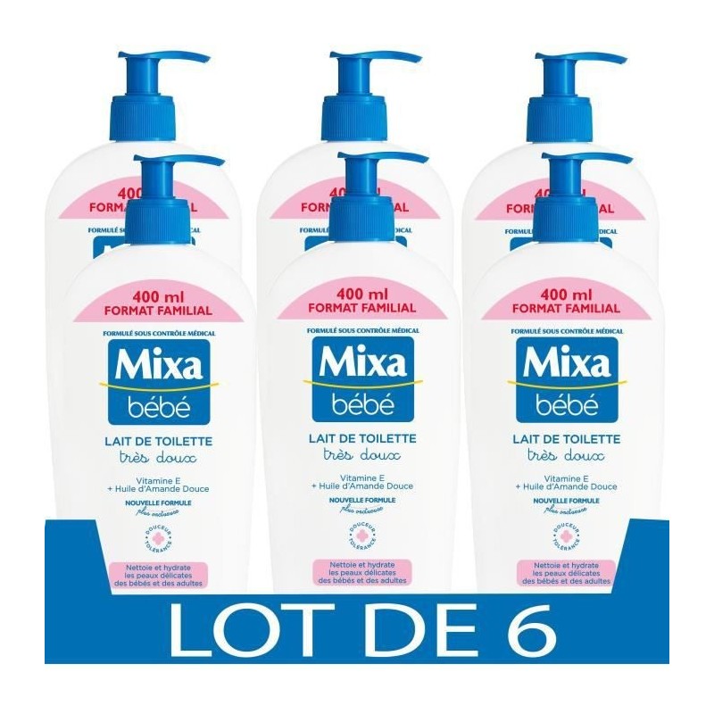 [Lot de 6] MIXA BEBE Lait de toilette tres doux - 400 ml