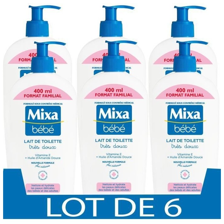 [Lot de 6] MIXA BEBE Lait de toilette tres doux - 400 ml