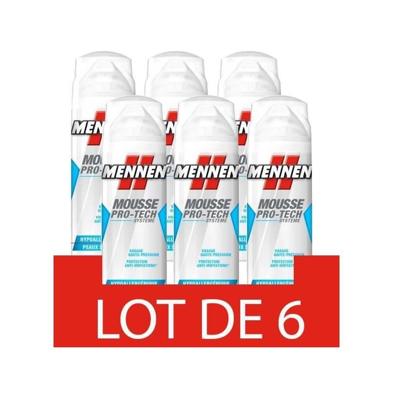 [Lot de 6] Mousse MENNEN Pro-Tech Systeme Hypoallergénique Peaux Sensibles Homme 250 ml