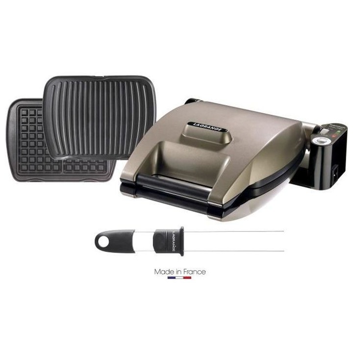 LAGRANGE 019323 Gaufrier Premium + 2 jeux de plaques Gaufres et Panini