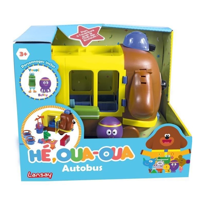 LANSAY - HE OUA-OUA - Autobus - Playset avec 2 figurines et 9 accessoires - Préscolaire - Des 3 ans