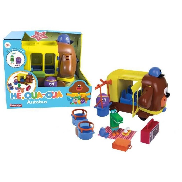 LANSAY - HE OUA-OUA - Autobus - Playset avec 2 figurines et 9 accessoi
