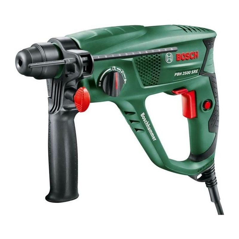 Perforateur Bosch - PBH 2500 SRE (600W, 1,9 J, 0 – 5.100 cps/min, Livré avec Accessoires et Coffret Plastique)