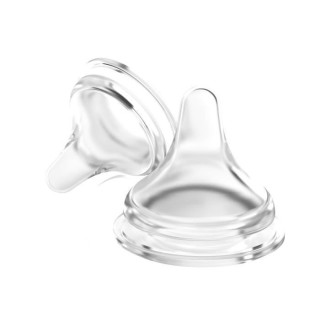 LANSINOH 2 Tétines Natural Wave pour biberon lait maternel Débit Len