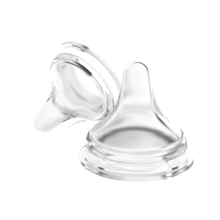 LANSINOH 2 Tétines Natural Wave pour biberon lait maternel Débit Len