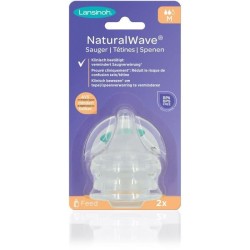 LANSINOH 2 Tétines Natural Wave pour biberon lait maternel débit Moyen