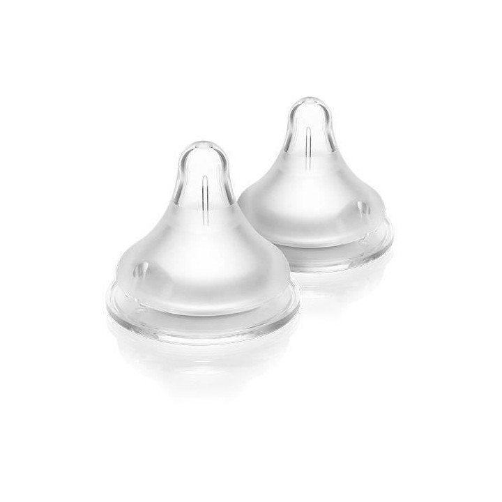 LANSINOH 2 Tétines Natural Wave pour biberon lait maternel débit Moy