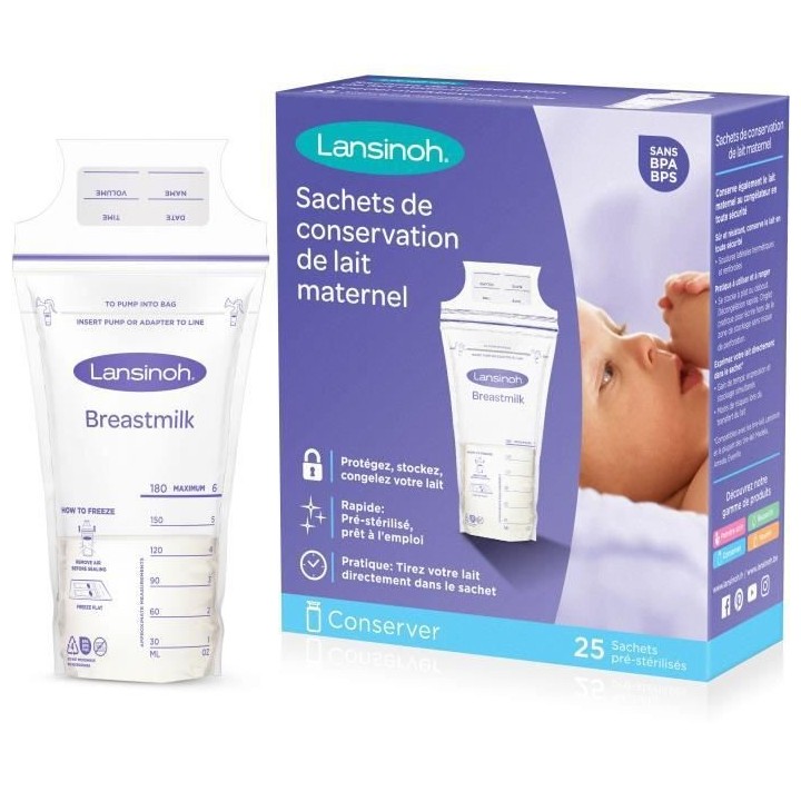 LANSINOH Sachets de conservation du lait maternel 25 pcs