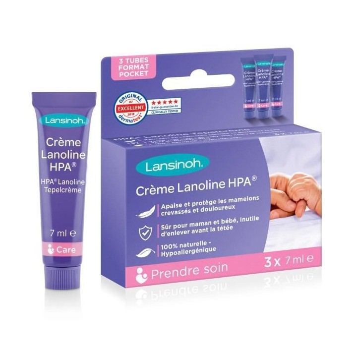 LANSINOH Creme Lanoline HPA format Pocket 3x7 ml