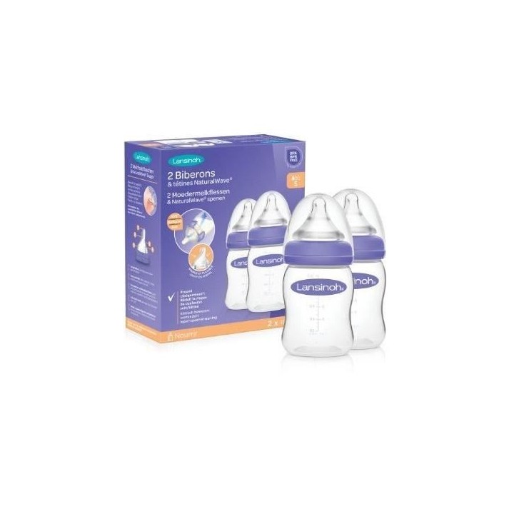 LANSINOH Biberon PP Natural Wave 2x160 ml - Sans BPA/BPS