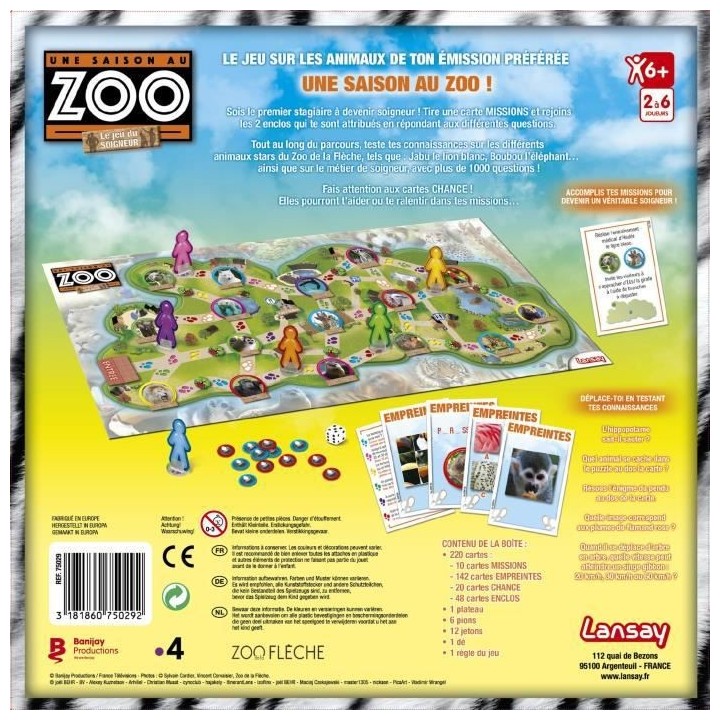 LANSAY - UNE SAISON AU ZOO - Le Jeu du Soigneur - Jeu de société - 2