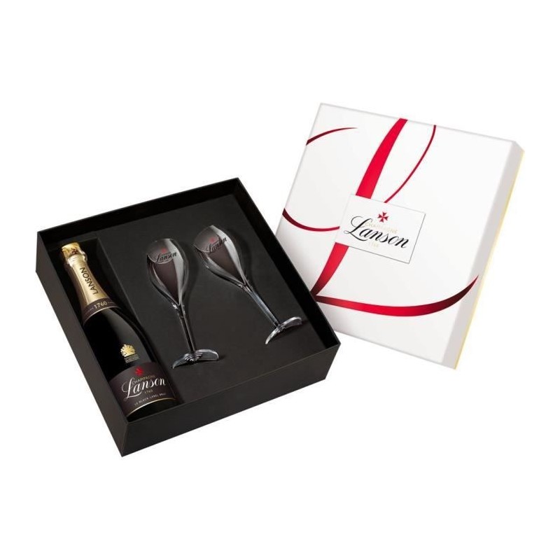 Coffret Champagne Lanson 75 cl + 2 flûtes