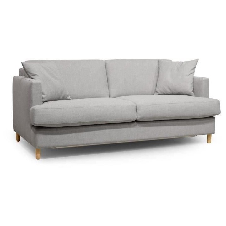 Hexagone - Canapé 3 places convertible - Tissu Gris clair - Couchage
